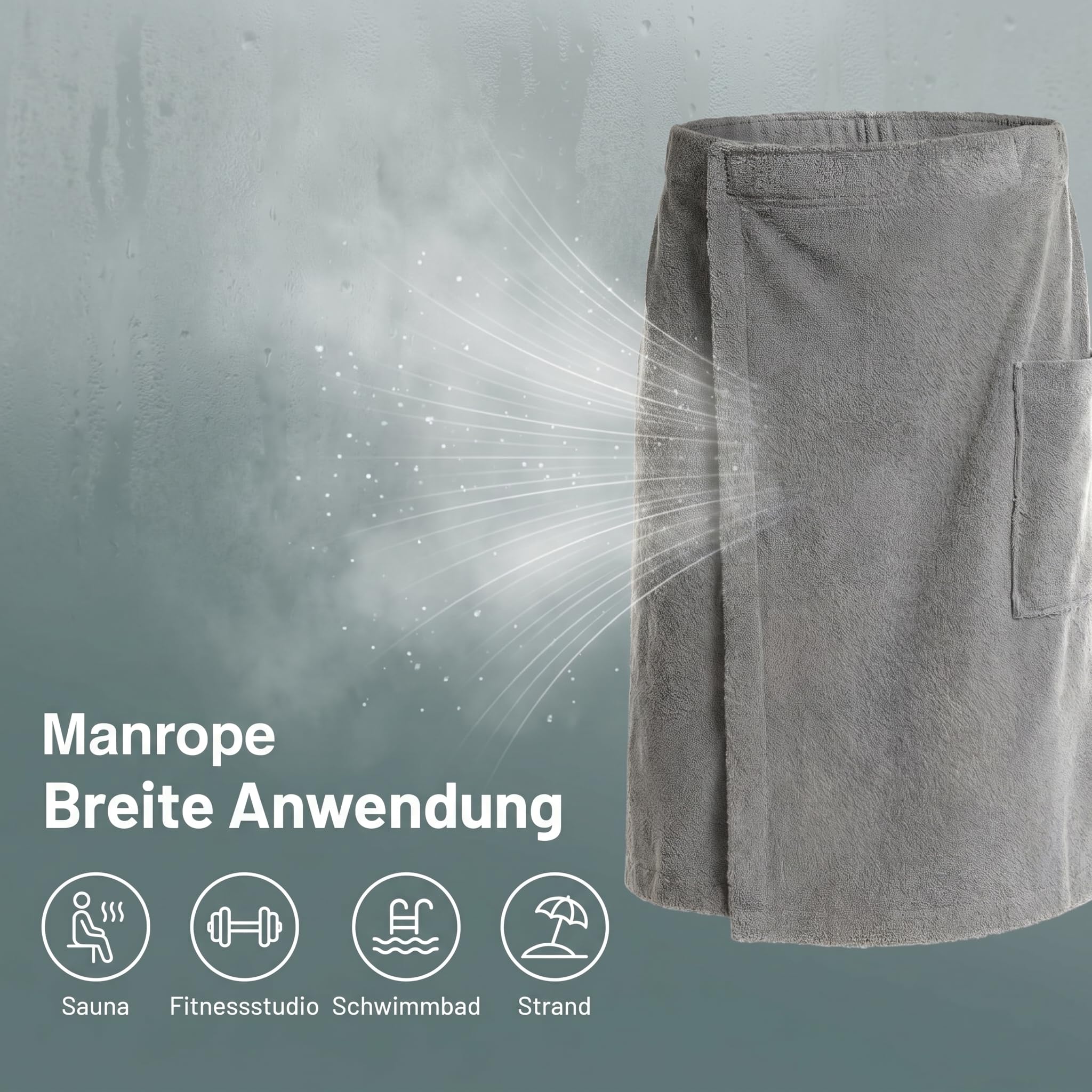 Męski kilt do sauny, 60 × 150 cm, szybkoschnący ręcznik do sauny (XL szary) | Kilt do sauny męski z zapięciem na rzepy z flaneli koralowej do sauny siłowni prysznic plaża basen