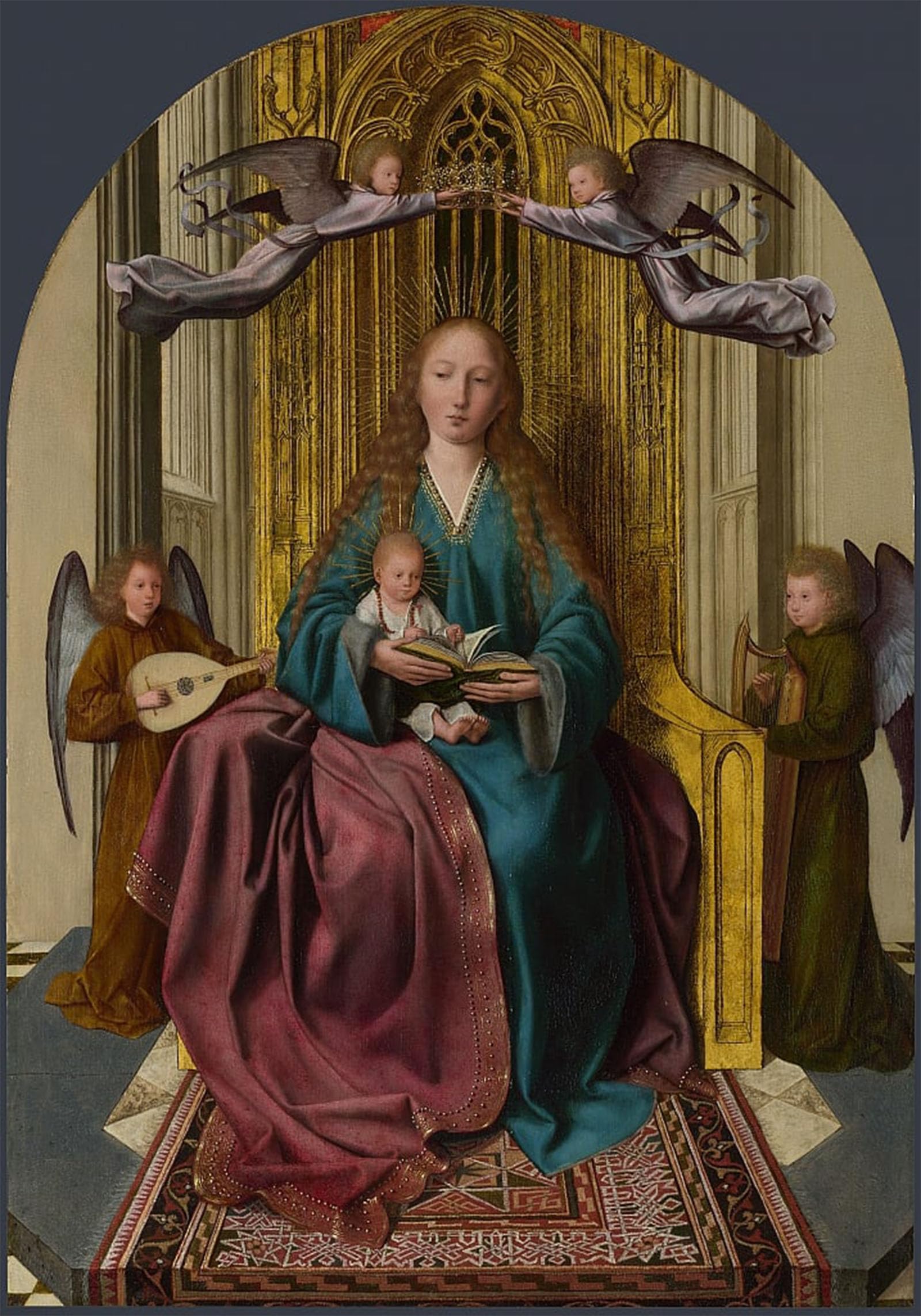ARTXLXXBN Famous Print Painting Colorful Art Print the Virgin and Child Enthroned with Four Angels by Quentin Massys or Metsys Canvas Art Decorations for Home Decor 60x90cm