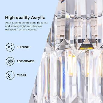 PAPAYA 2 Tiers Modern Acrylic Crystal Chandelier Shades Clear