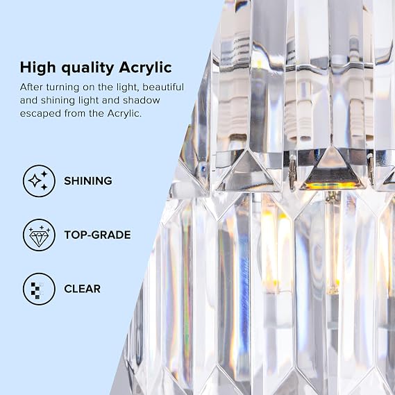 PAPAYA 2 Tiers Modern Acrylic Crystal Chandelier Shades Clear