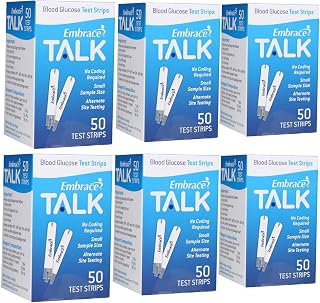 OmnisHealth Embrace Talk Test Strips Bundle 300 Count - Accurate No Coding Diabetes Blood Glucose Testing