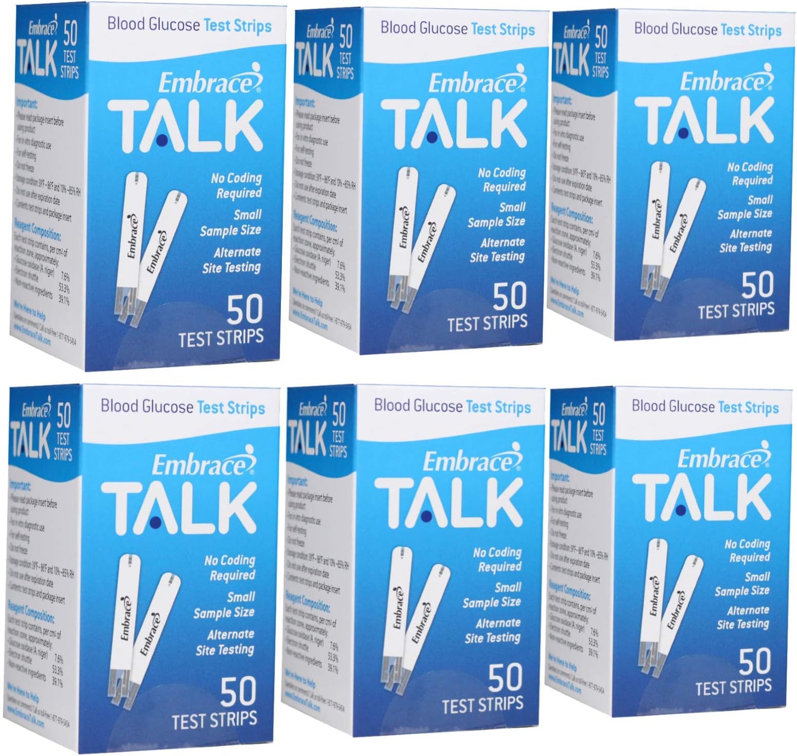 Talk Test Strips Bundle 300 Ct | Compatible with Embrace Talk Meters and No Code Meters