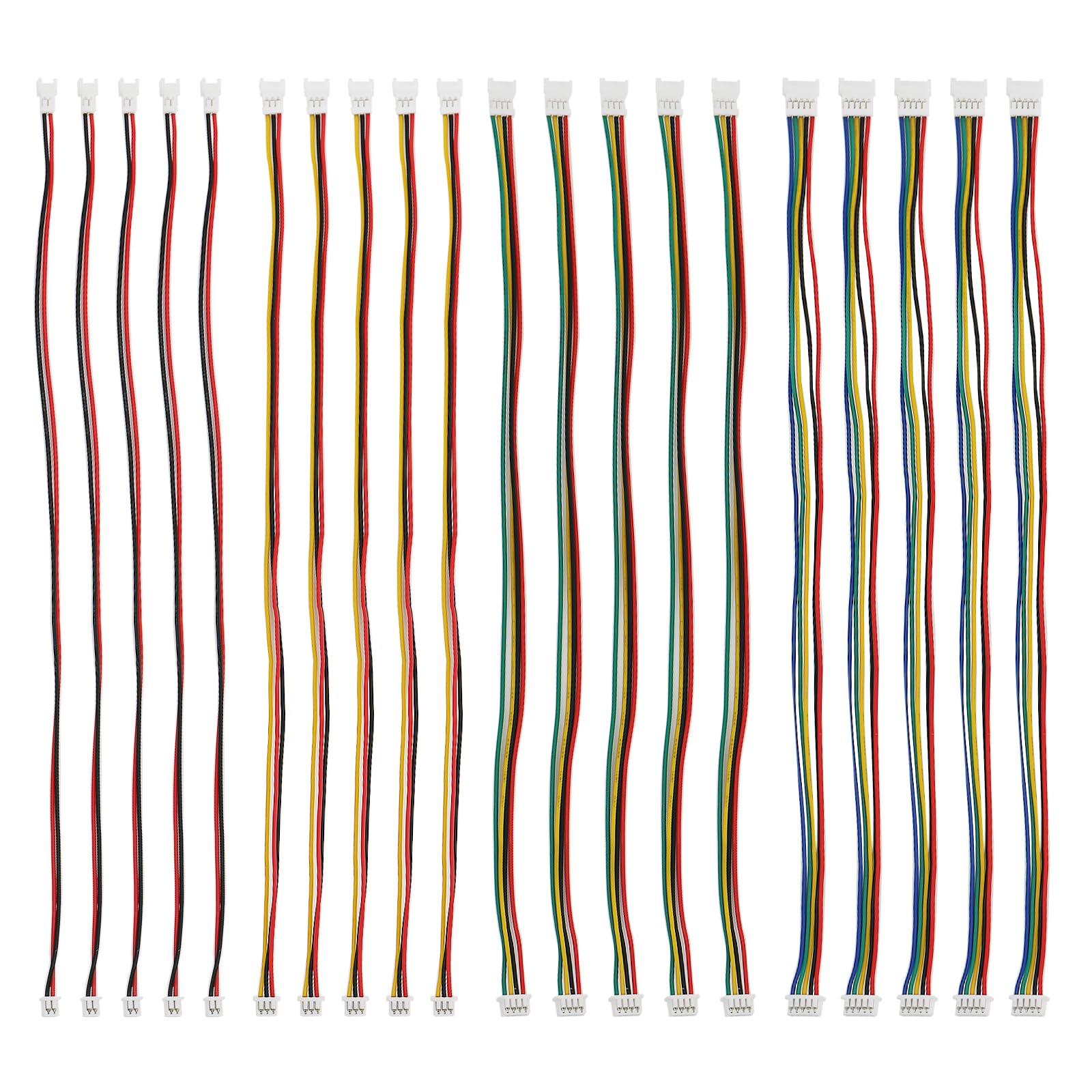Cermant 20Pcs 1.25mm 2-5Pin Male Female Extension Cord, 200mm Terminal Wire