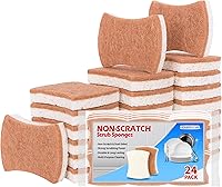 HOMERHYME Natural Non-Scratch Dish Sponges 24 Pack - Eco-Friendly Sisal Fiber Cellulose Scrubbers, Odorless Dual-Sided for Kitchen Cleaning