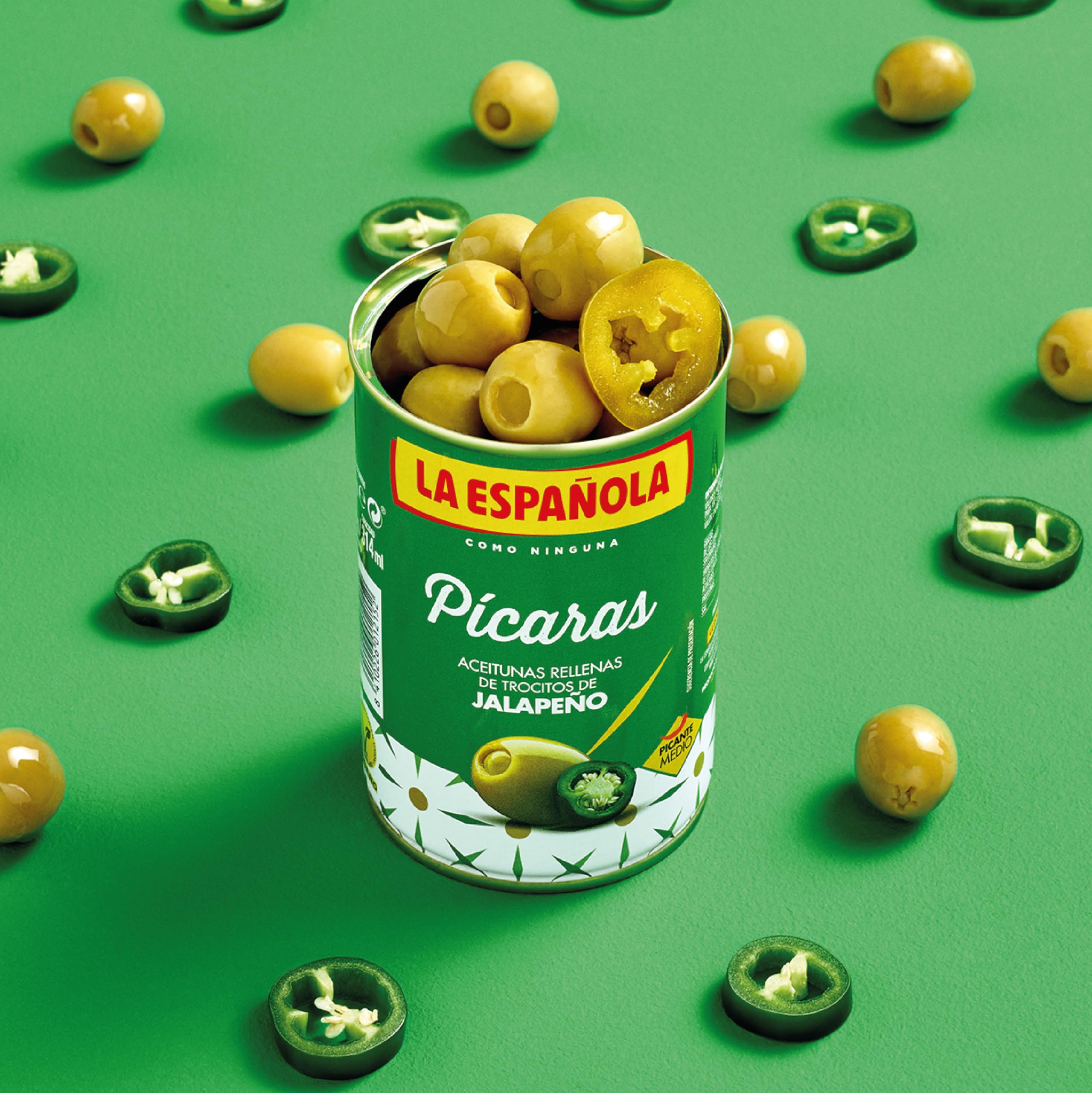 La Española Aceitunas Rellenas de Jalapeños Picante Medio Sin Gluten Pack 12