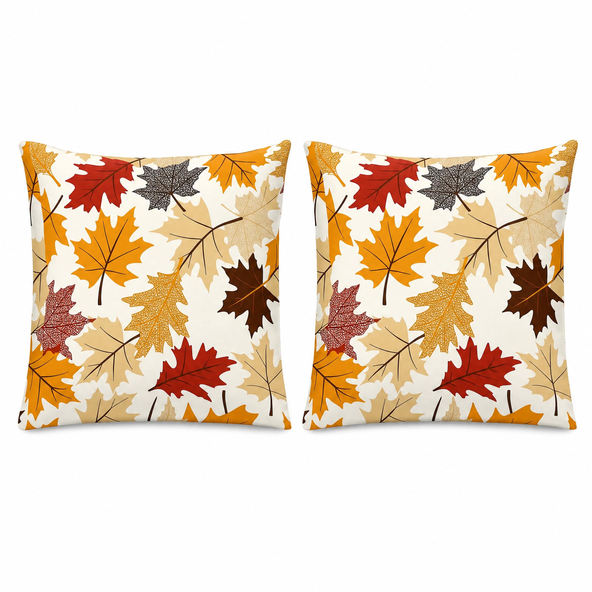 PVOODIRE Autumn Maple Leaf 2 Pack 45x45cm Cushion Covers,Pillow Covers