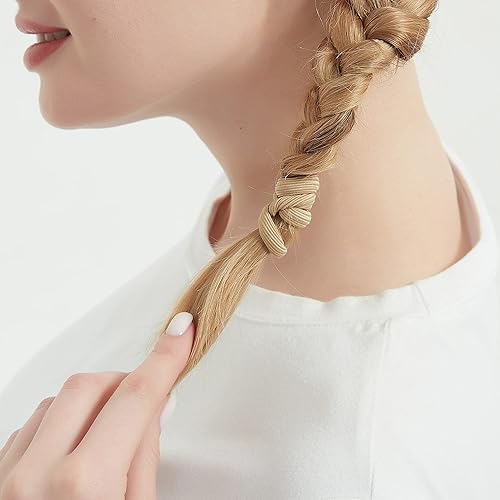 Miniatura 2 de Lazos para el cabello de mujer para cabello grueso o rizado. Soportes antideslizantes para coletas deportivas, 0.315 in, 12 unidades, beige