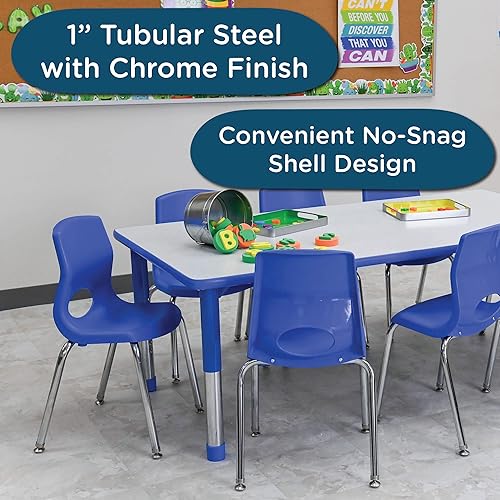 B09XJH7LRP_image_4 Angeles MyPosture Plus sillas de 10 pulgadas de alto, juego de 4 azul con patas cromadas, AB8010PBC4, asientos flexibles para niños preescolares,