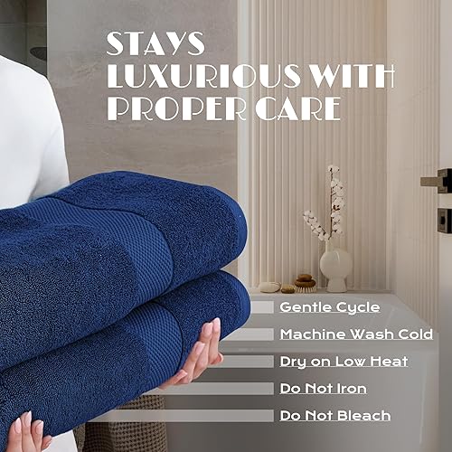 Miniatura 20 de Wealuxe - Toallas de baño blancas de 27 x 54 pulgadas, juego de toallas de algodón para baño, hotel, gimnasio, spa, suaves, extraabsorbentes