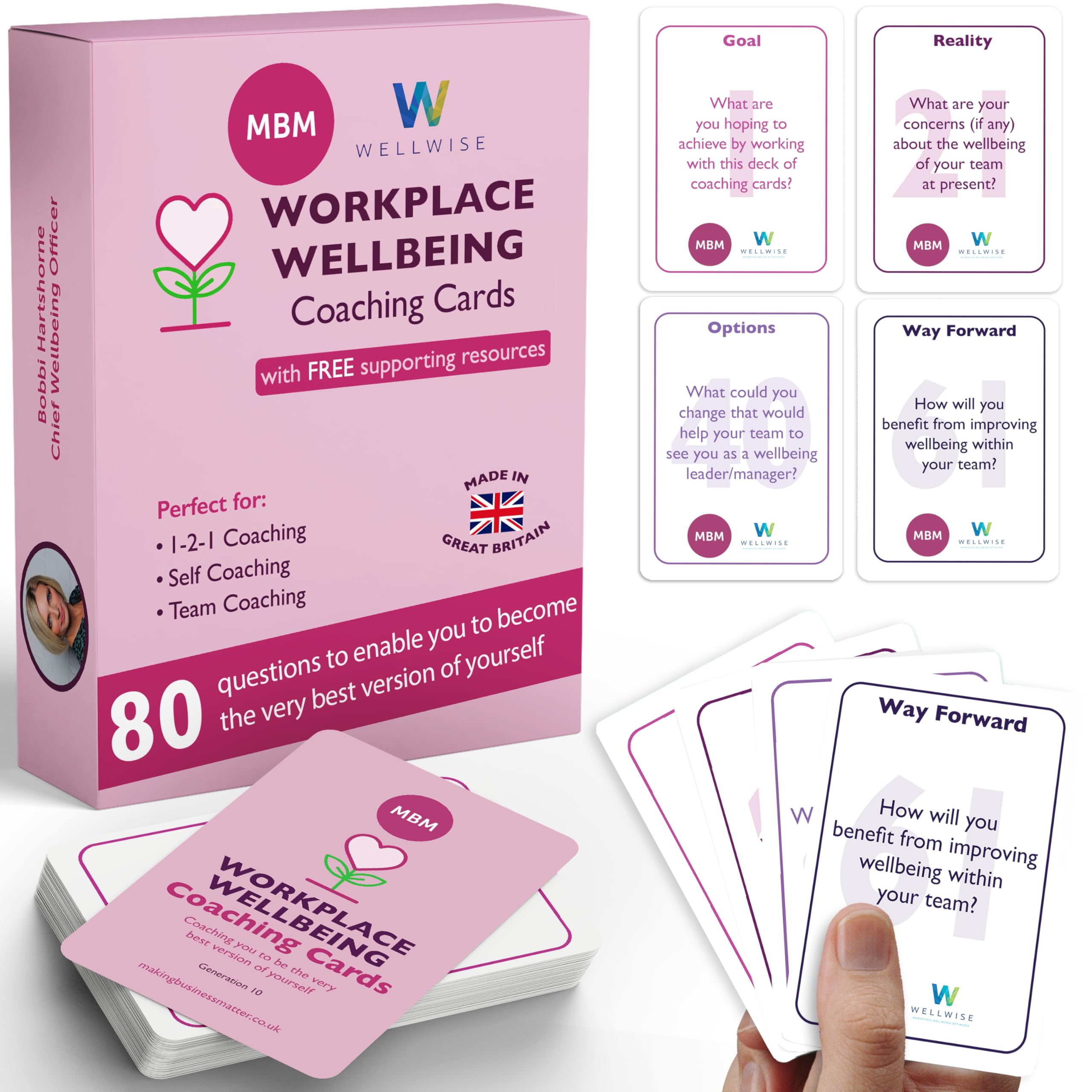 MBM 80 Wellbeing Coaching Cards – Mental Health, Mindfulness Practices & Emotional Intelligence Prompts | Flash Cards for Coaches, Therapists & Personal Growth