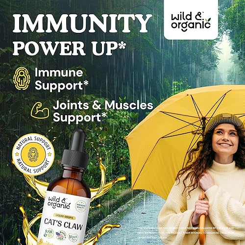 Miniatura 2 de Wild & Organic Tintura de garra de gatos, extracto de garra de gato sin alcohol para apoyo inmunológico, suplemento concentrado de hierbas de garra