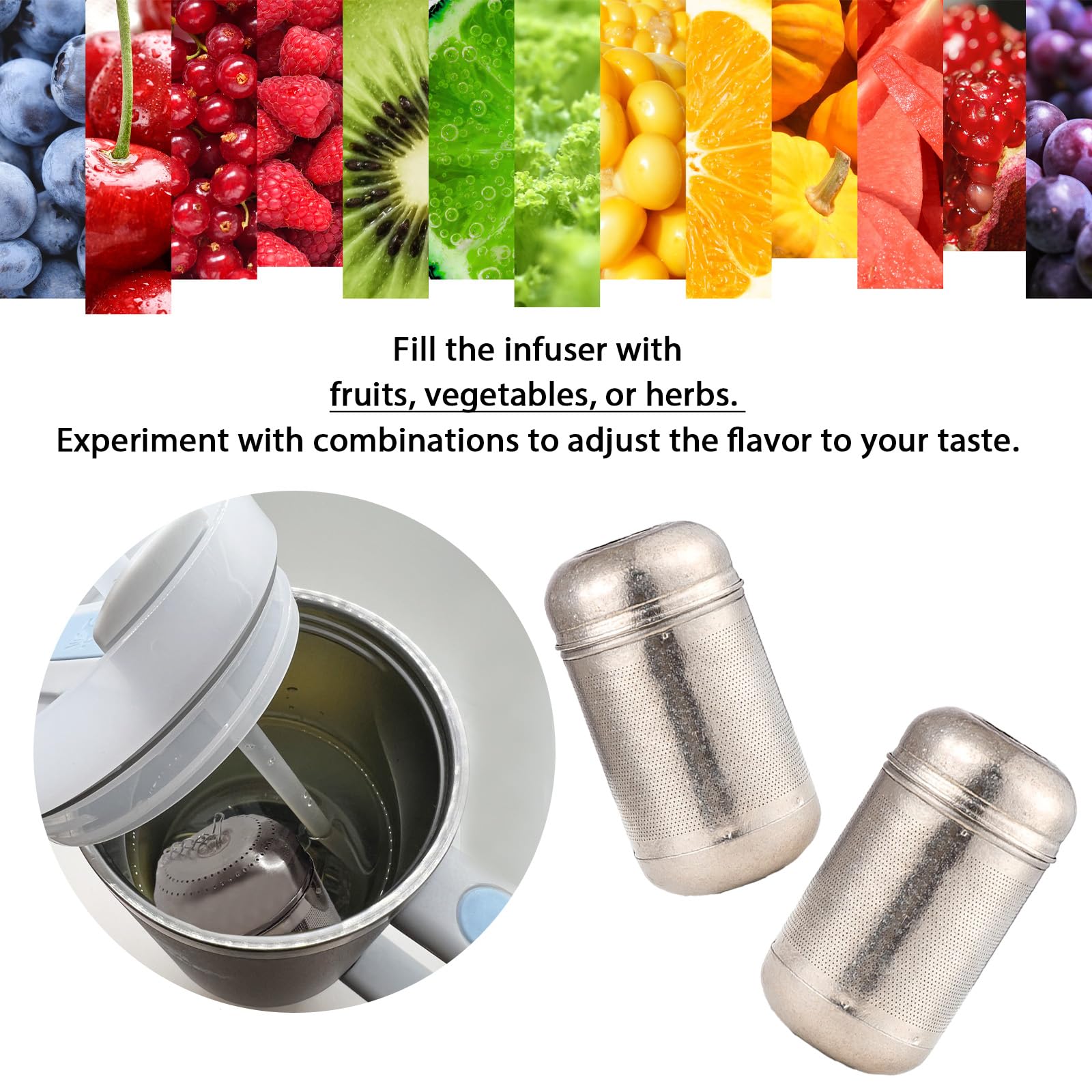 Tee-Ei aus Titan, Metall, für lose Blätter und Früchte, extra feiner Siebeinsatz, Schraubdeckel, wiederverwendbarer Filter für Kräuter, Zitrone, Gurke, Kaffee und Gewürze