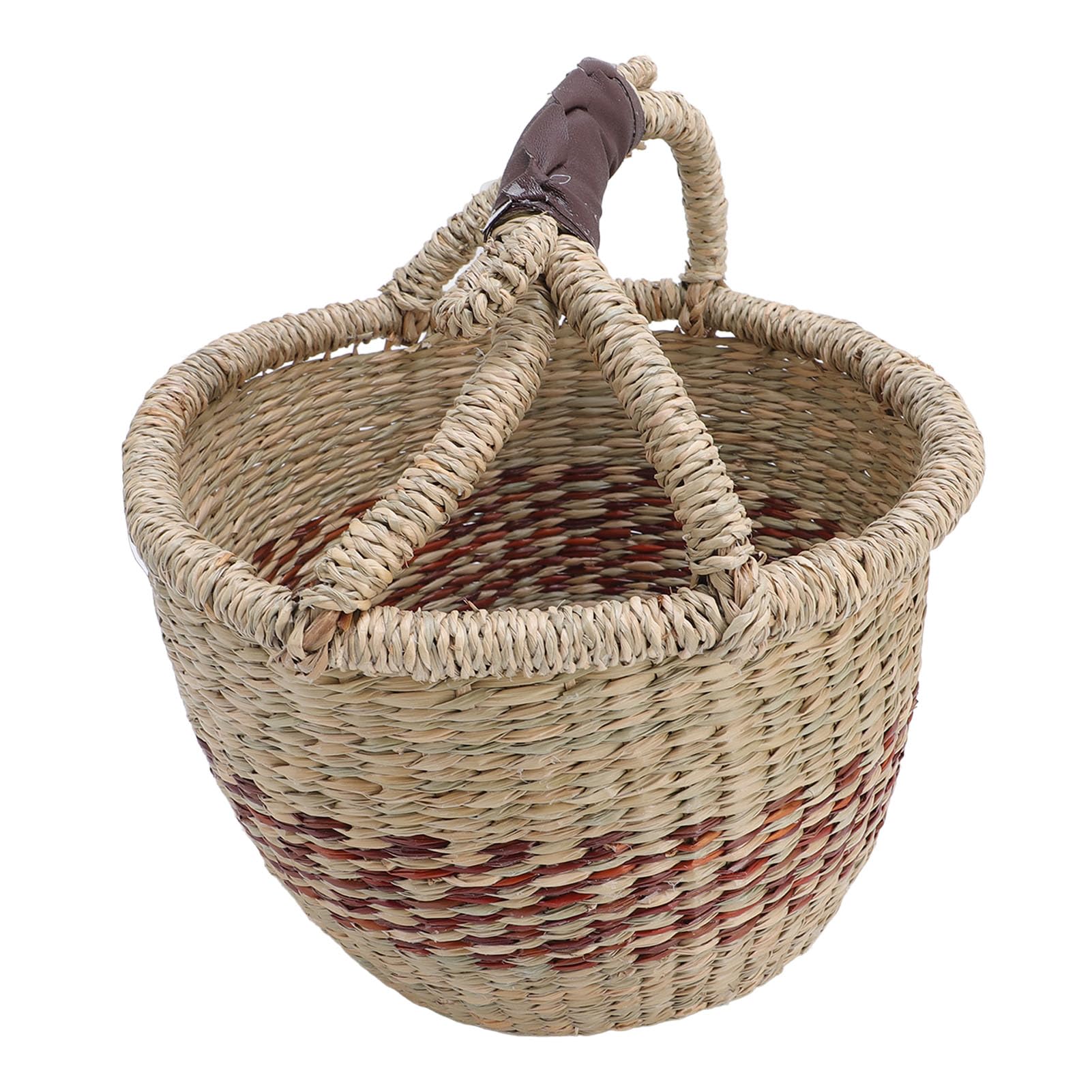 Jeffergarden Kosz Piknikowy, Ręcznie Tkany Kosz do Przechowywania Trawy Morskiej z Uchwytem, ​​25 X 27 X 16 Cm Lekka Konstrukcja do Przenoszenia, Rustykalny Organizer na Kemping, Wędkarstwo, Pikniki