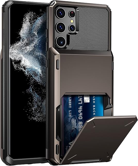 Vunake for Samsung S22 Ultra Case with Card Holder S22 Ultra Wallet Case [Max 4 Cards] Dual Layer Protective Case Heavy Duty PC TPU Bumper Shockproof Phone Case Cover for Samsung Galaxy S22 Ultra 5G