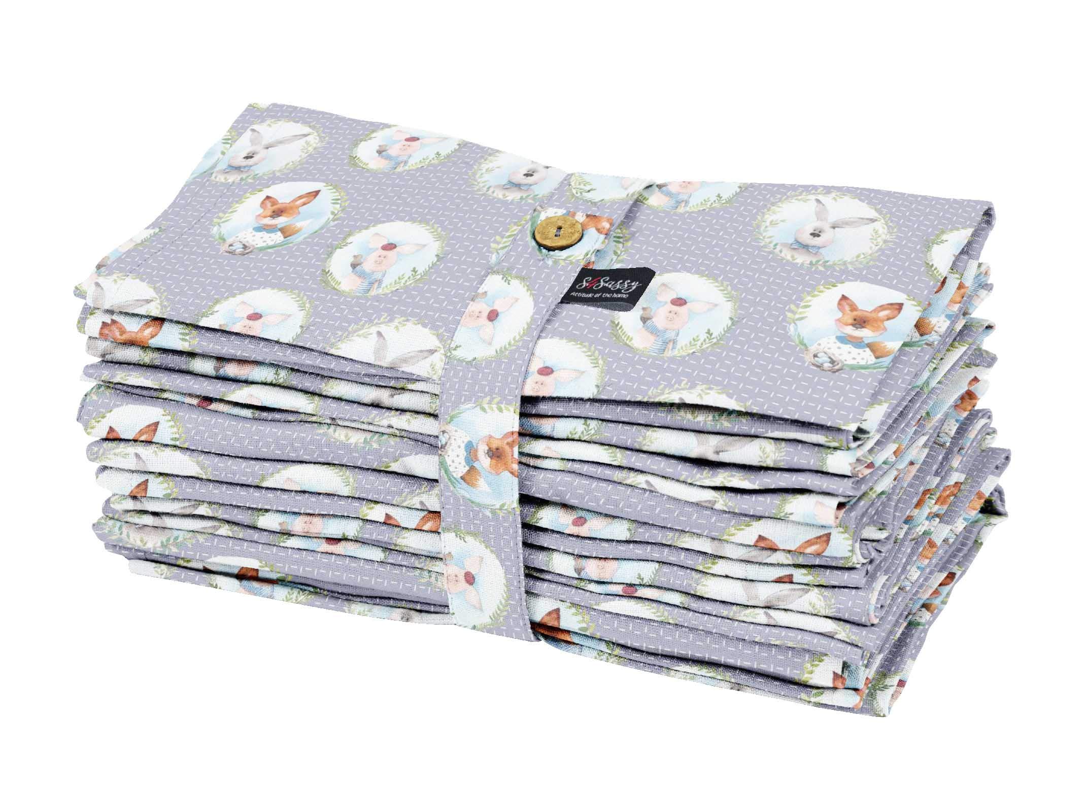 Serviettes de table S4Sassy gris en coton pour remplacer le papier jetable en famille