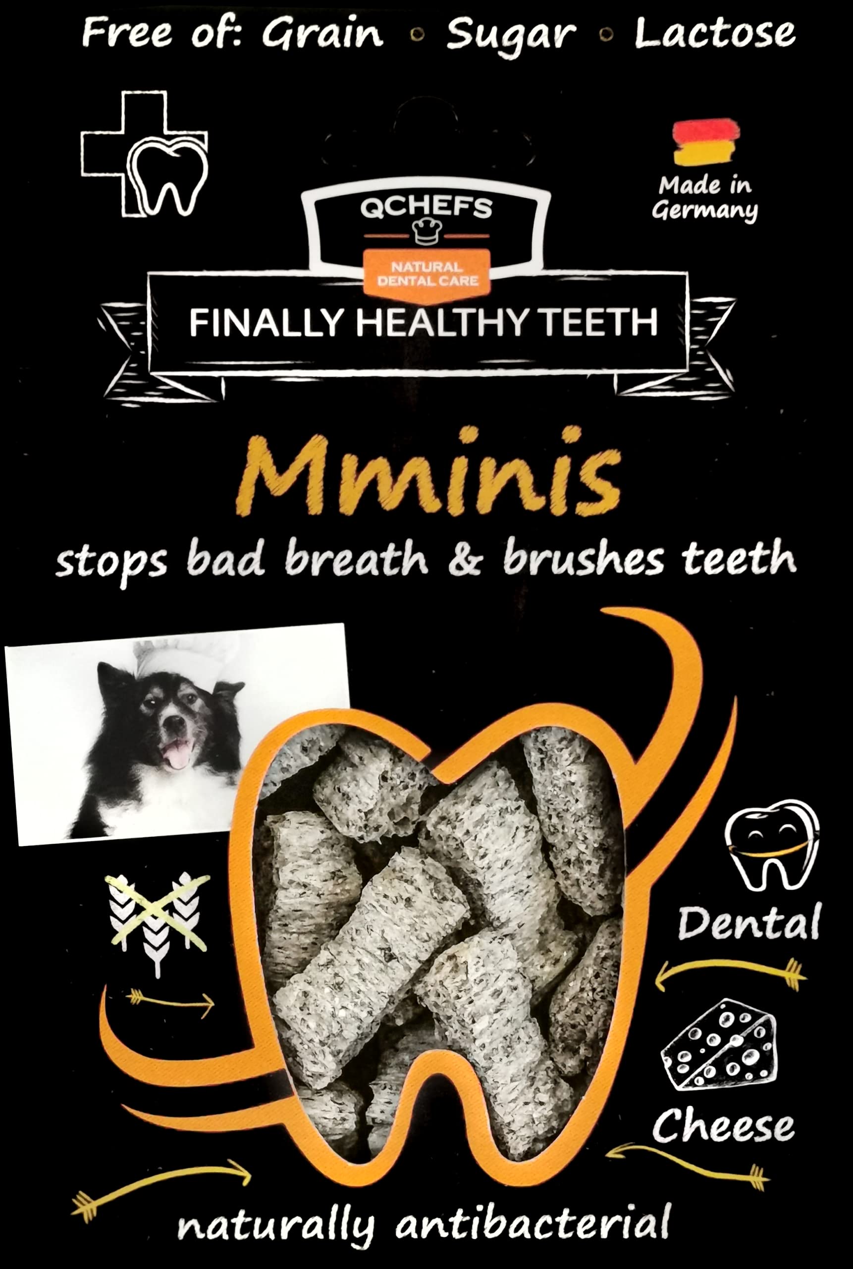 QCHEFS Mminis: Dental care snack for small dogs with bad breath & treats to remove plaque & tartar removal with natural antibacterial teeth cleaning