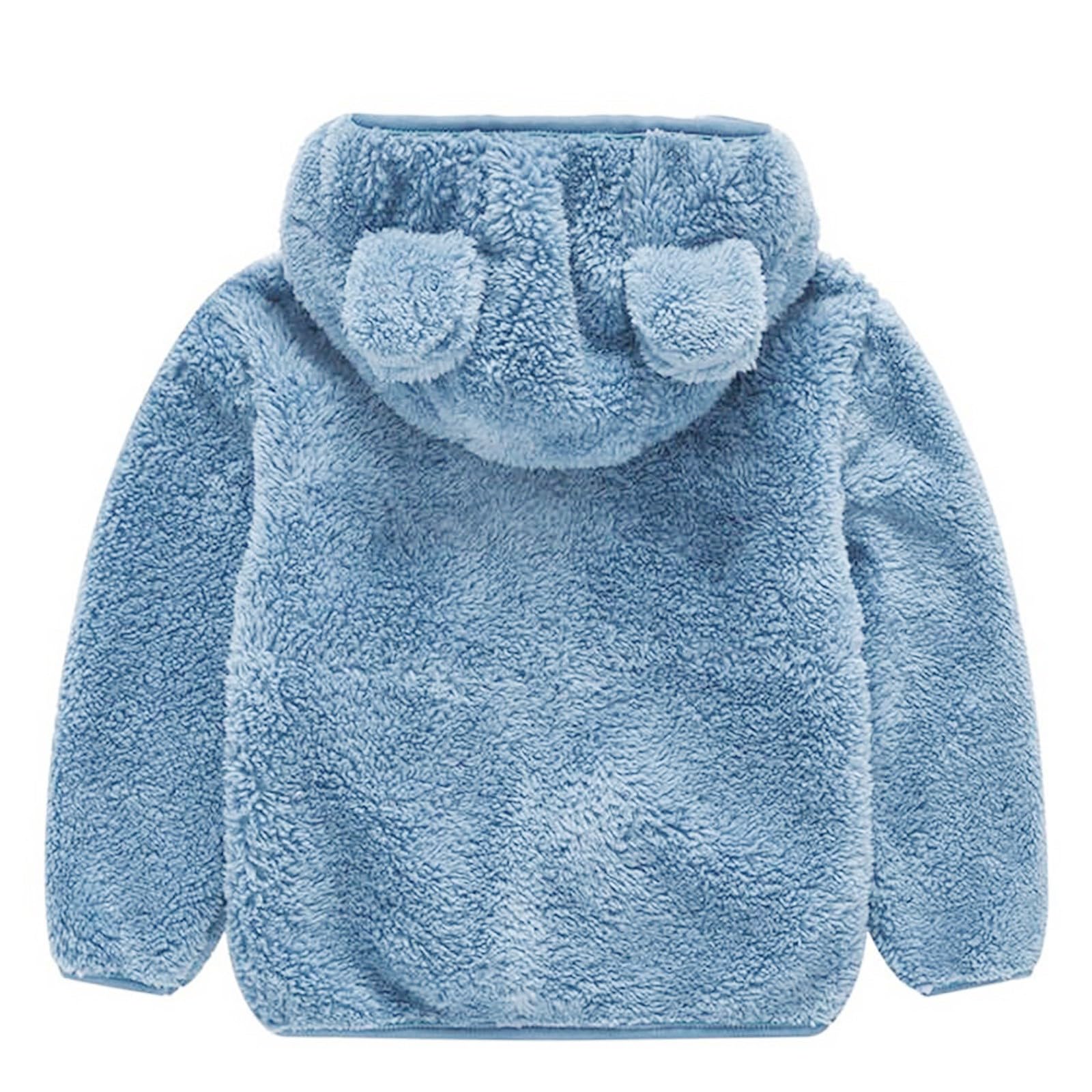 Toddler Infant Hooded Fleece Jacket Zipper Teddy Coat Sweater Baby Boy Girl Hoodie Cute Bear Ears Warm (Blue, 3-4 Years)