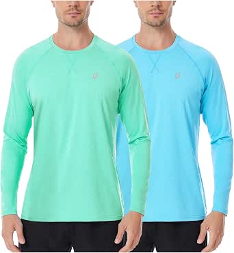 Roadbox UPF 50+ Sun Shirts for Men, UV Protection Long Sleeve Swim Shirt, Quick Dry Rash Guard for Fishing Hiking Running
