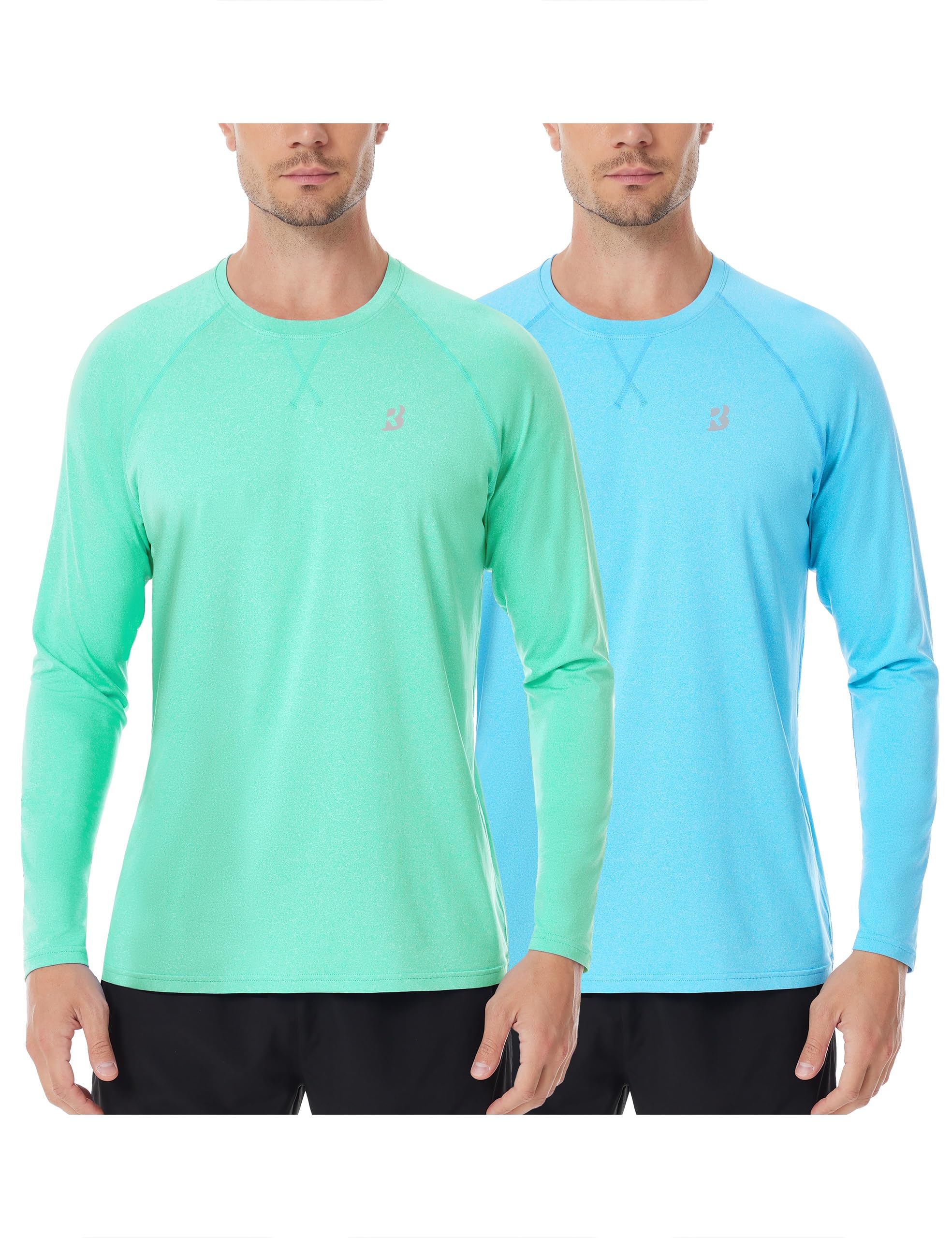 Roadbox UPF 50+ Sun Shirts for Men, UV Protection Long Sleeve Swim Shirt, Lightweight Rash Guard for Fishing Hiking Running