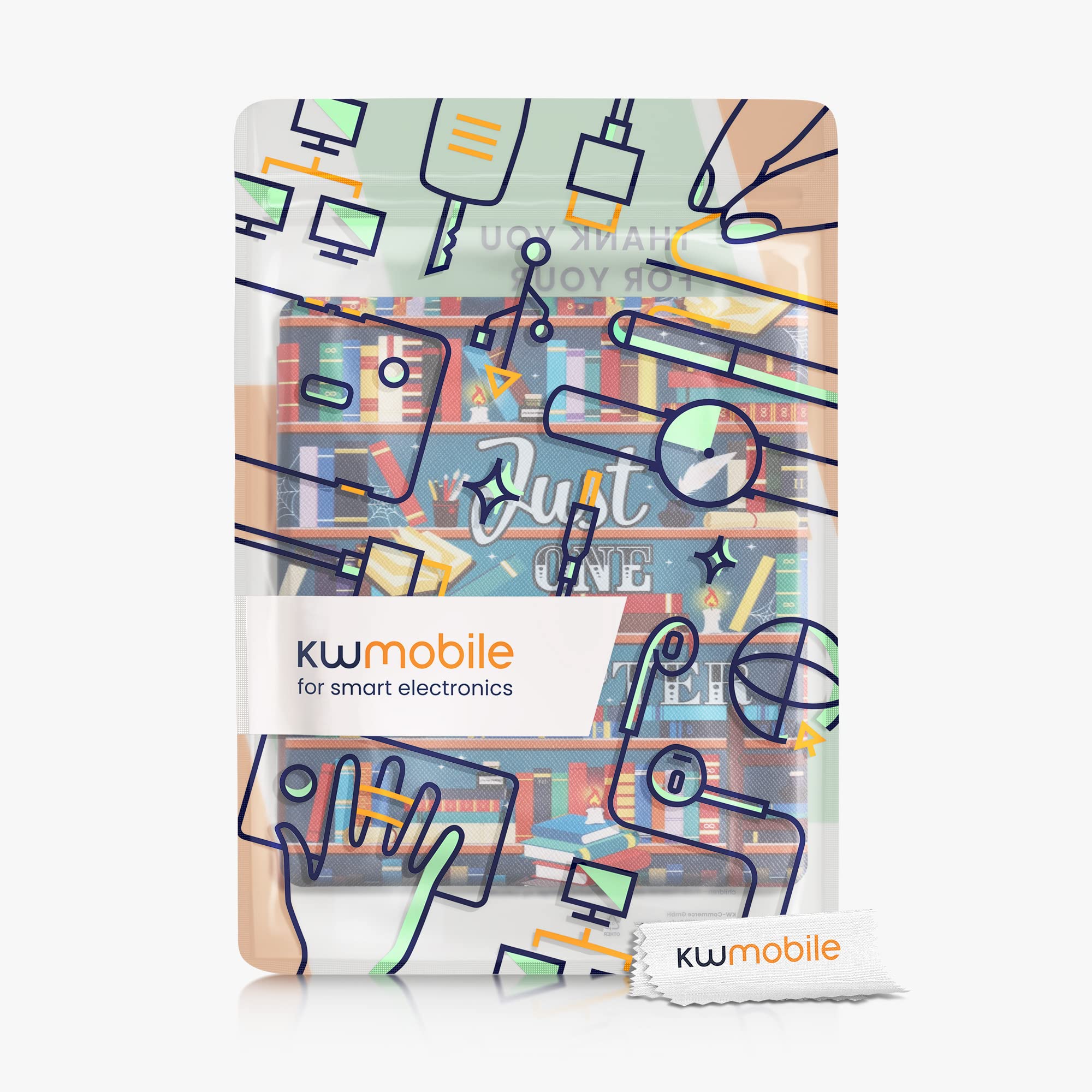 kwmobile Etui kompatybilne z Amazon Kindle Oasis 10. generacji - etui na czytnik e-booków PU - motto biblioteki wielokolorowe