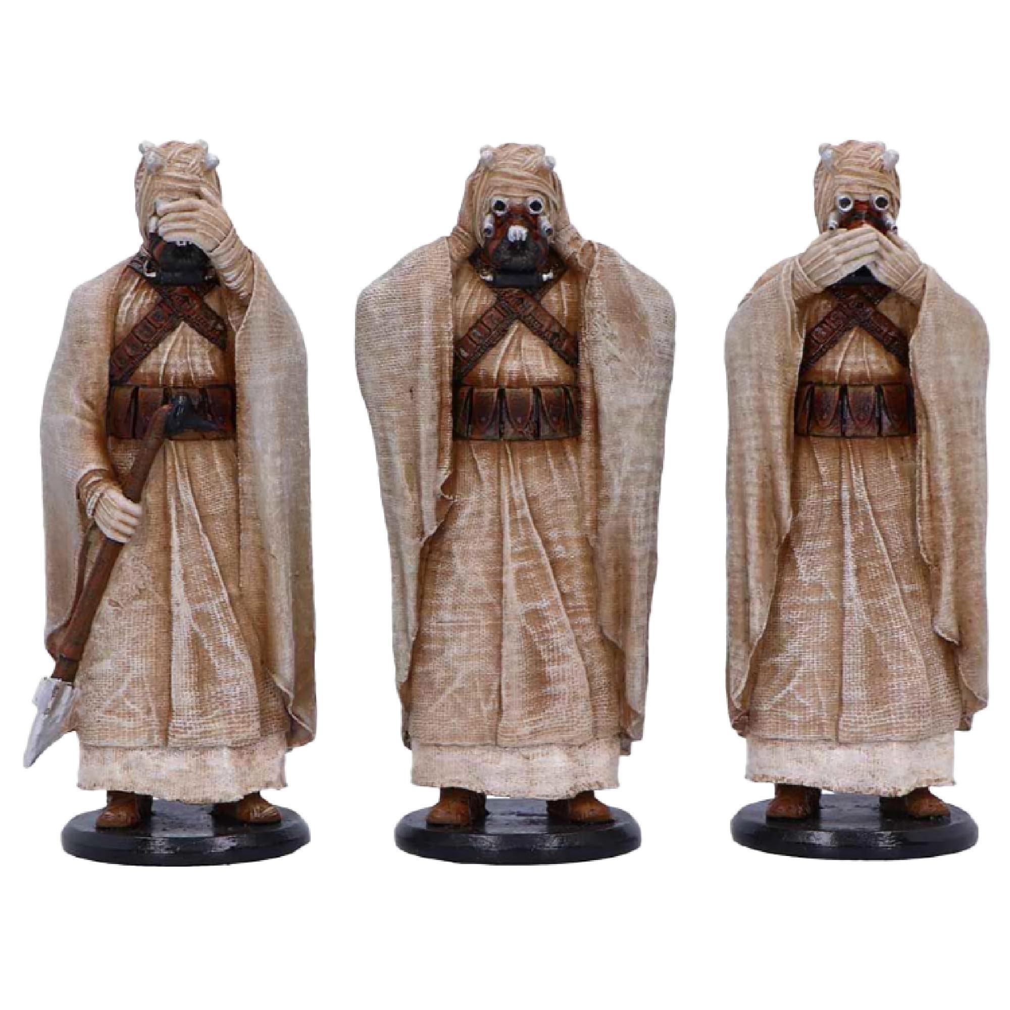 Nemesis Now Three Wise Tusken Raiders Figurine Set 14.3cm – See Hear Speak No Evil Desert Warrior Collectible Figurines, Star Wars Sci-Fi Movie Decor