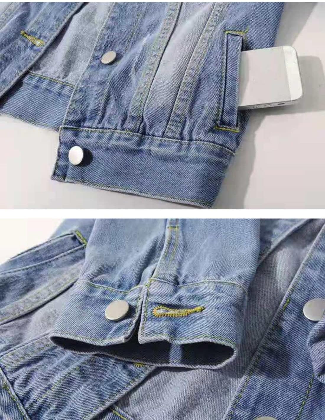Huang's Women's Classical All Season Denim Jacket for women Button Front Light Wash Cotton Cowgirl Casual Denim Coat