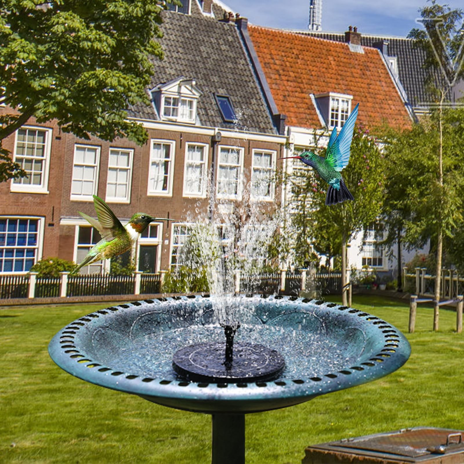 AMZtime Solar Fountain Pump 1.5W Bird Bath Fountain Solar Powered Water Fountain with 8 Nozzle Set & 4 Fixer, Solar Fountain Pump for Bird Bath, Garden, Pond, Pool - 3