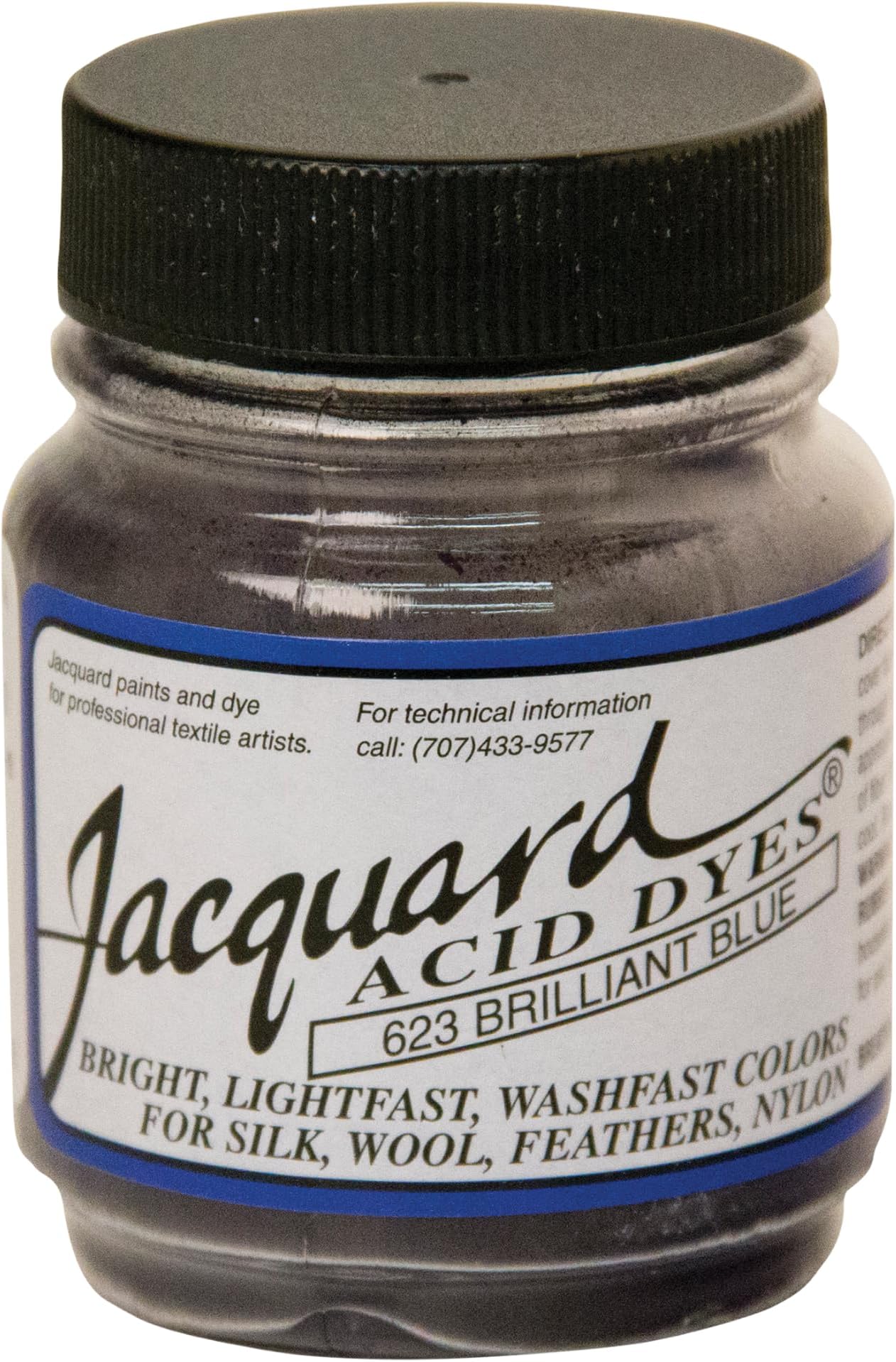 Acid Dye 1/2oz Jar Brilliant Blue - Acid Dye for Wool, Silk, Alpaca, Feathers, Cosplay Wigs and Nylon - Powder Wool Dye for Full Coverage Dyeing - Vibrant Acid Silk Dye