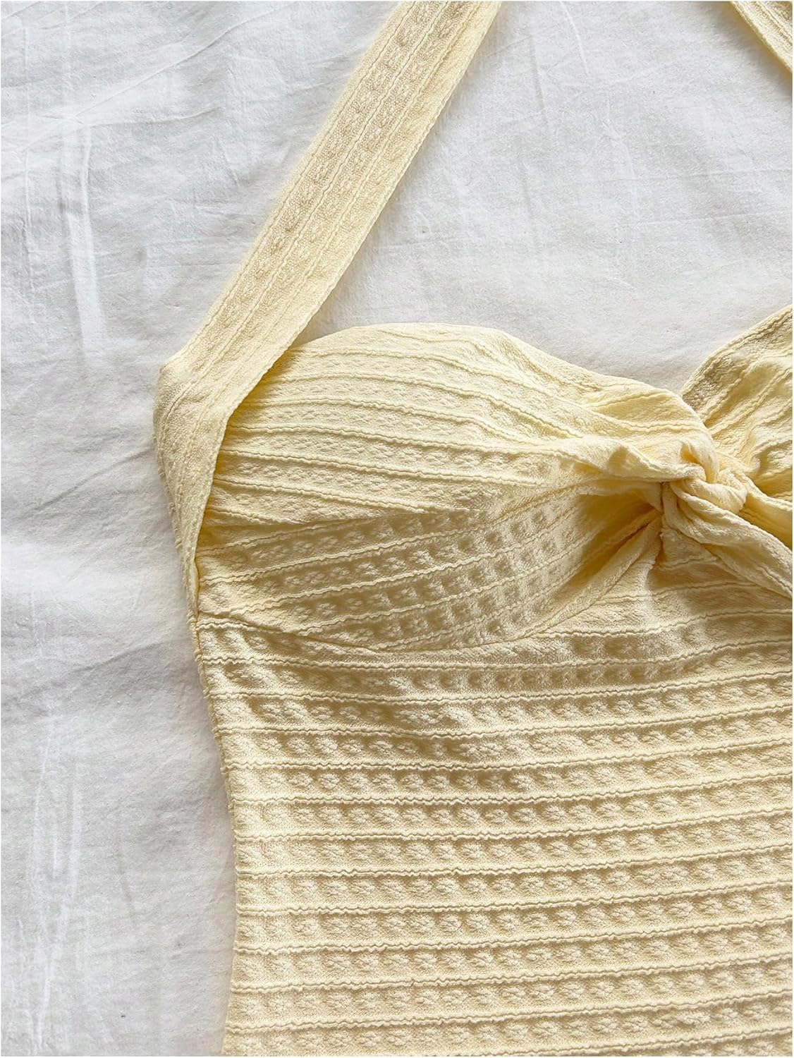 Floerns Women's Y2k Twist Knot Halter Front Tank Top Backless Summer Going Out Crop Top - Image 5