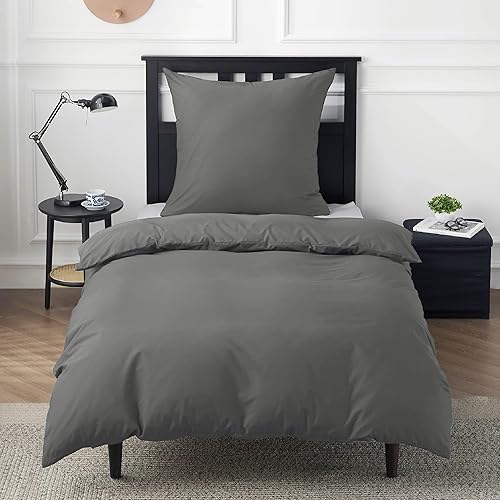 BEDSURE Bettwäsche 135x200 Baumwolle Grau - Bettwäsche-Sets 135 x 200