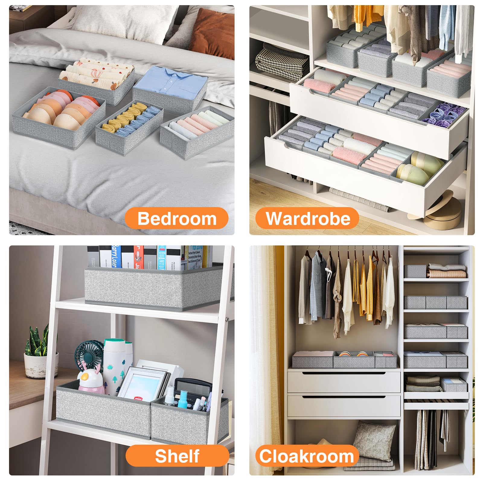 DIMJ Organizer per cassetti, in tessuto, per armadi, vestiti, 12 pezzi (motivo formiche)