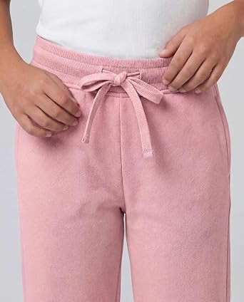 Real Essentials 3 Pack: Girls' Fleece Open Bottom Soft Athletic Performance Casual Sweatpants(Ages 7-16)