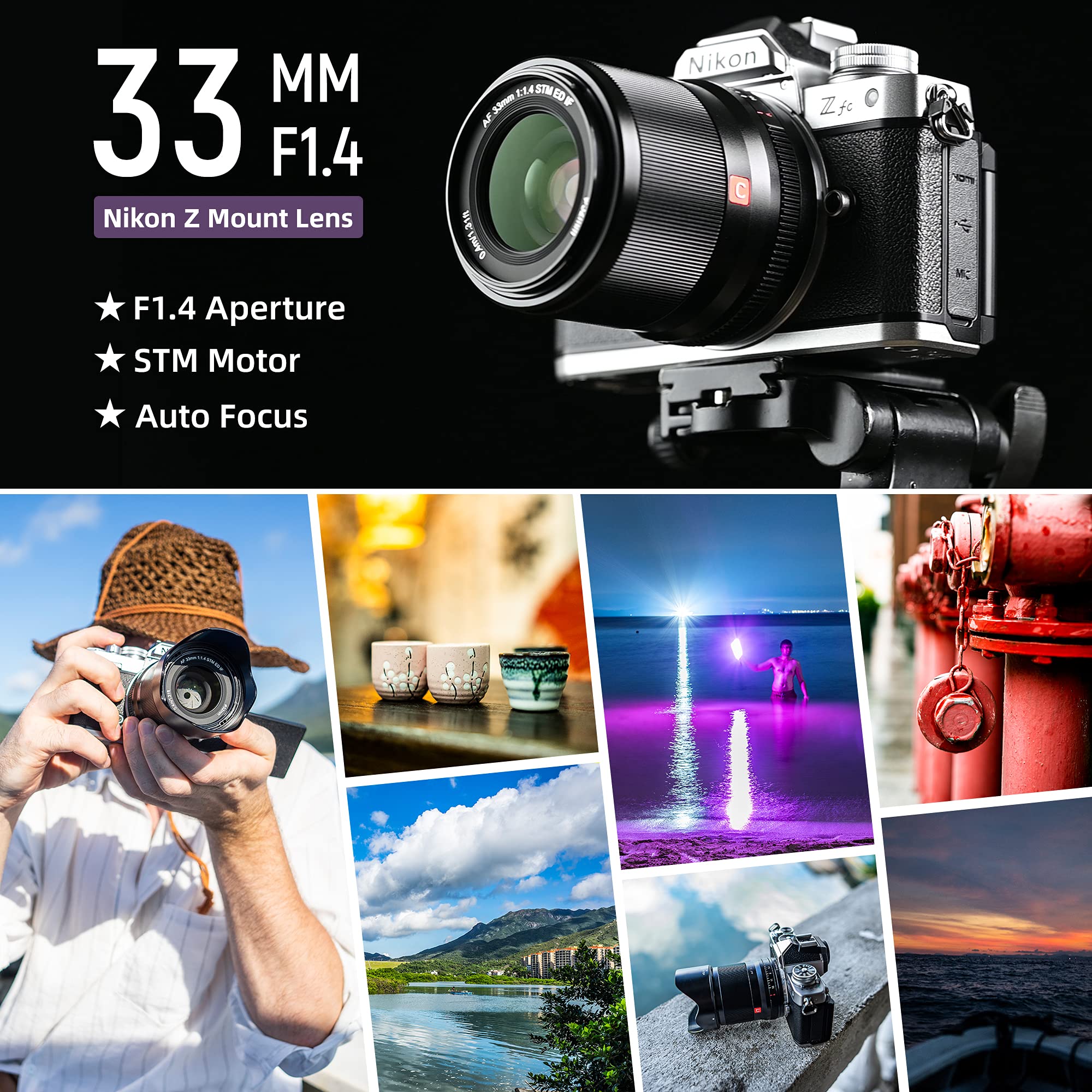 VILTROX 33mm F1.4 Z APS-C Obiettivo Messa a fuoco automatica con motore STM Supporto Eye-AF Z Mount Obiettivo per fotocamera Nikon Zfc Modello Z5 Z6 Z7 Z50 Z6Ⅱ Z7Ⅱ