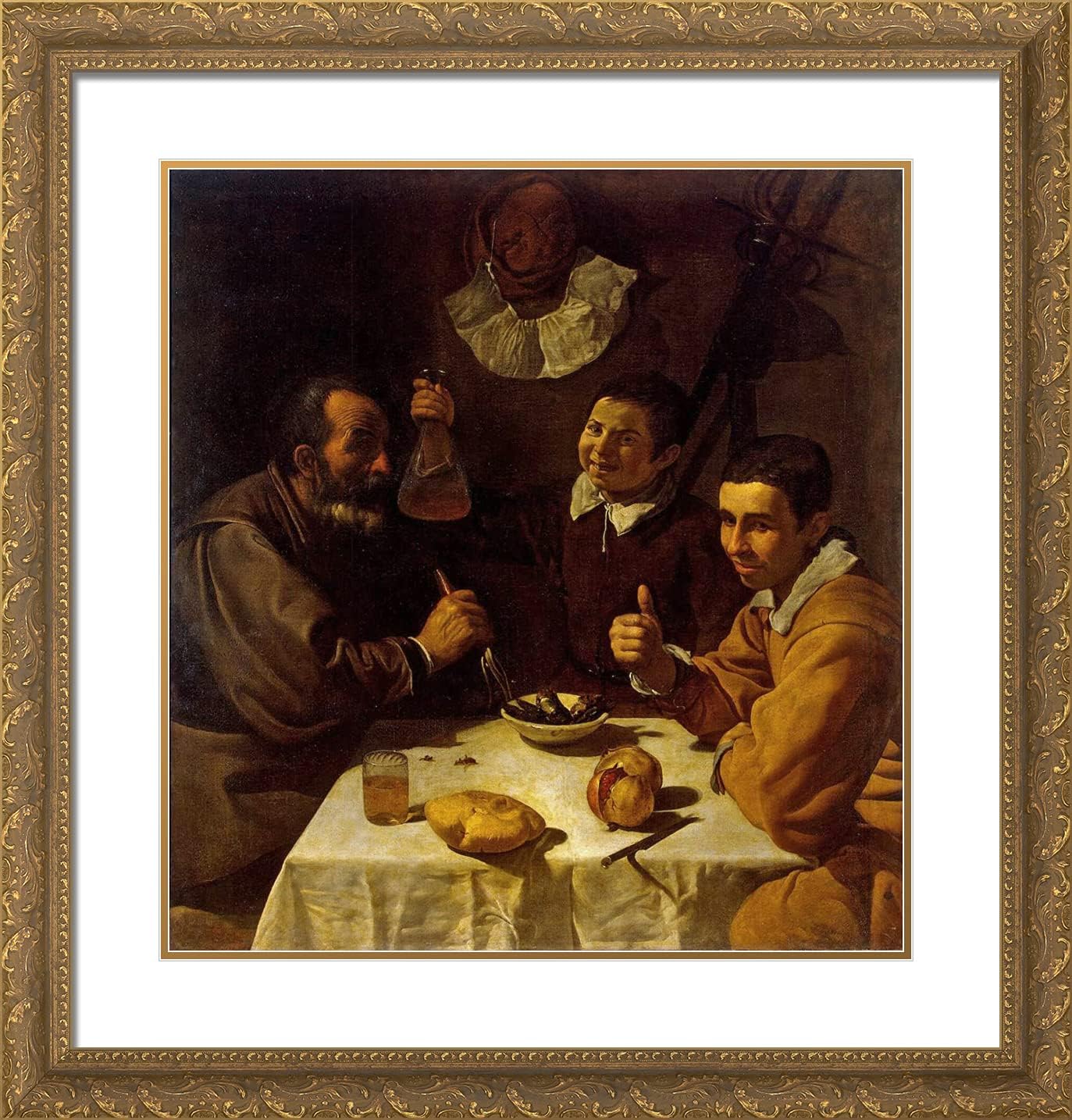 ArtDirect Velazquez, Diego 20x21 Gold Ornate Framed Art Print with Double Matting Titled: Breakfast