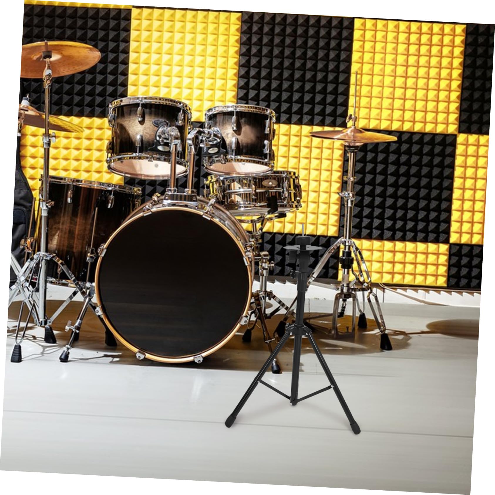 Adjustable Double Braced Boom Stand for Drum with Silent Practice Pad Metal Construction Lightweight And Portable for Beginners Home And Travel Use