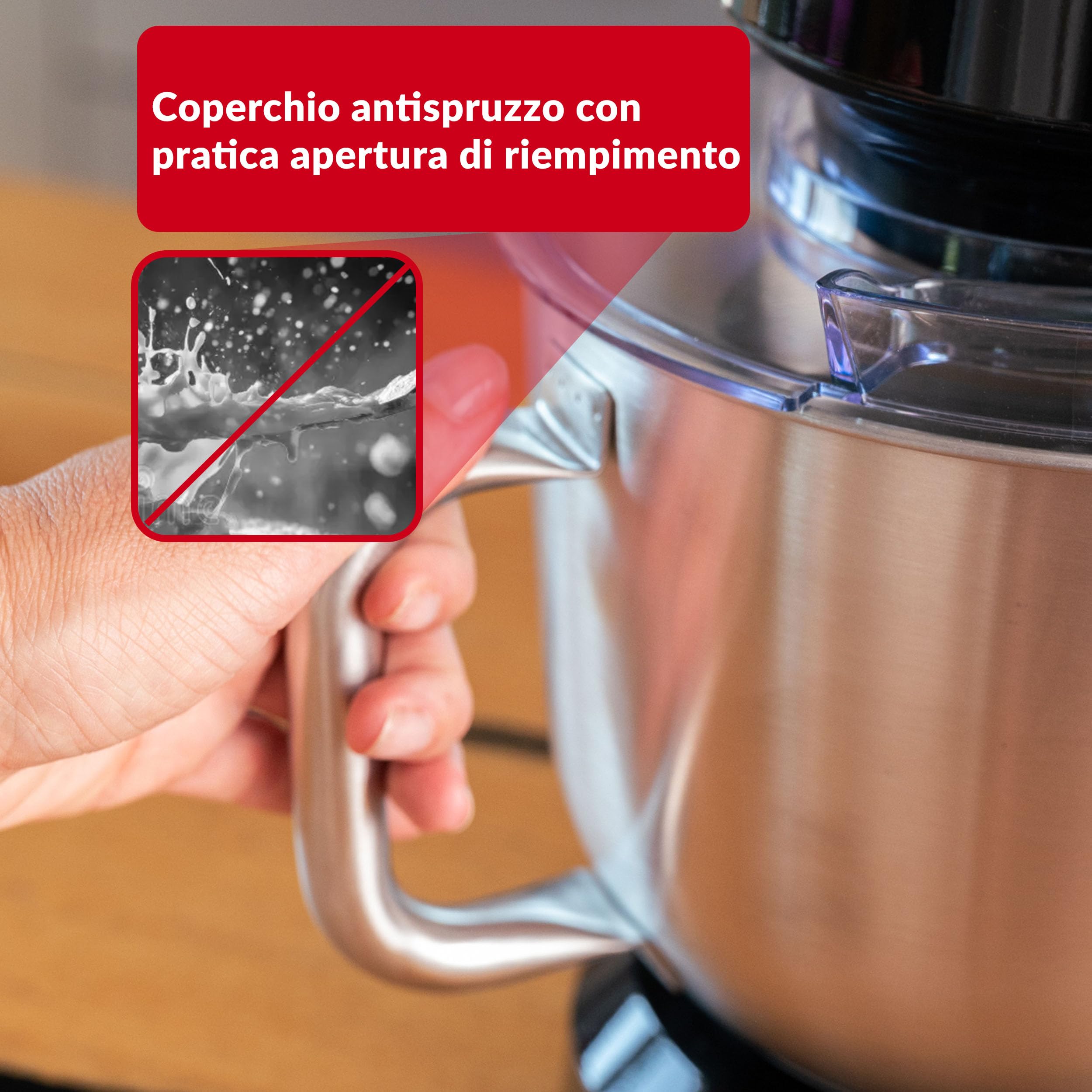 Lehmann Impastatrice Planetaria, 2200 W, Robot da Cucina Multifunzione Planetaria 5 Litri con Ciotola in Acciao Inossidabile, 6 Velocità, Pulse, 3 Ganci di Miscelazione