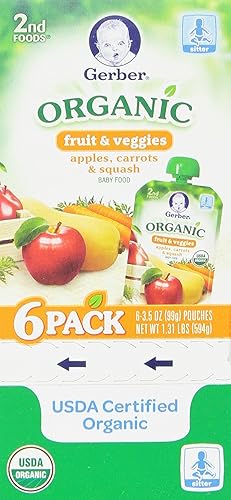 Miniatura 2 de Gerber Organic 2nd Foods - Alimentos para bebés de manzanas, zanahorias y zapallo, bolsa de 3.5 onzas, 12 unidades