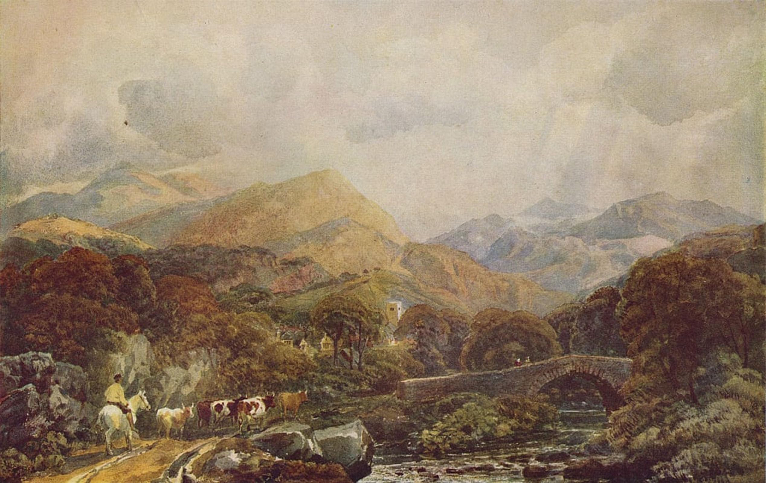 POSTERIIk Vintage Classic Picture Landscape Artwork Mountainous Landscape by Peter De Wint Portrait Canvas Painting for Office Home Decor 60x90cm