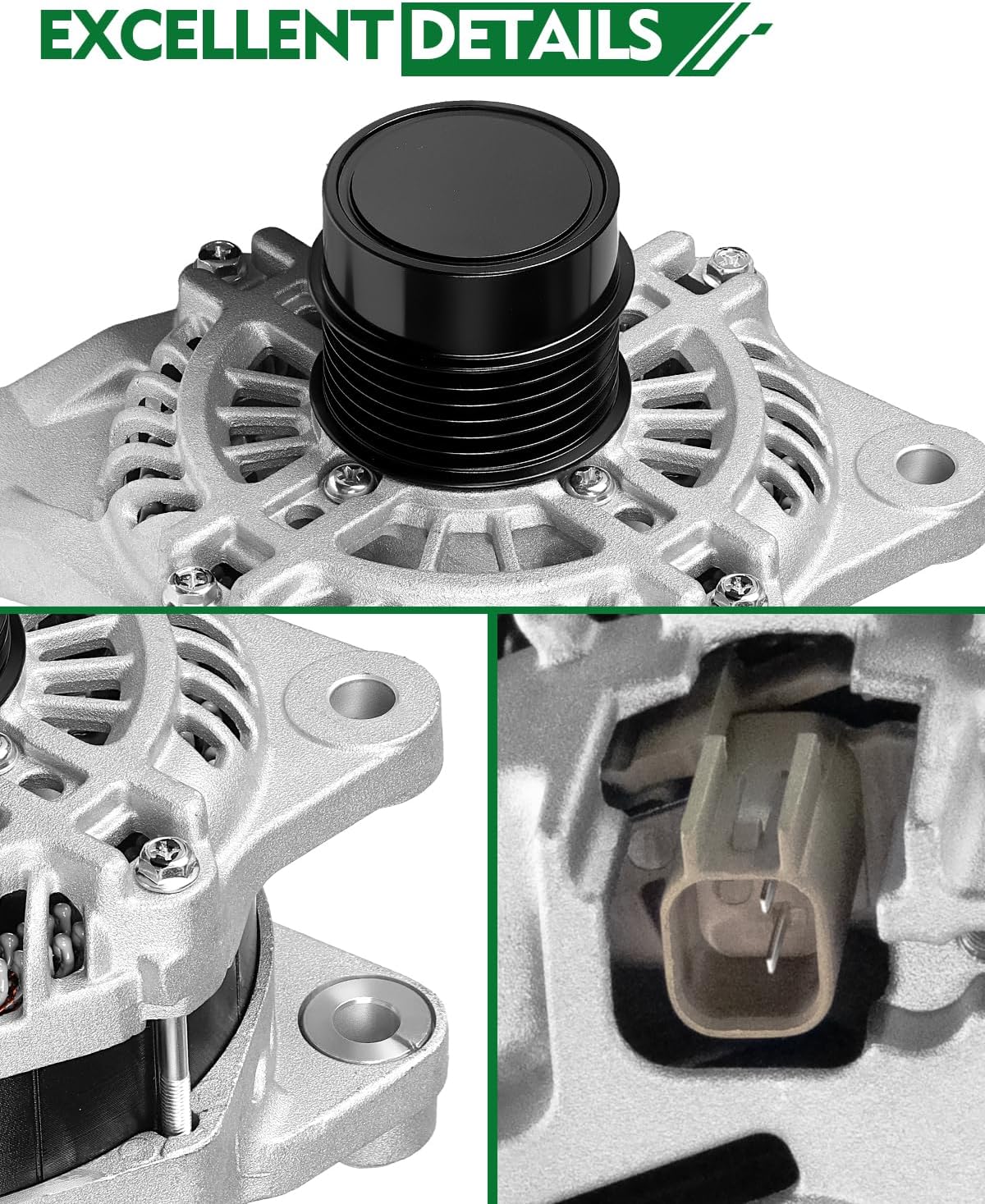 Upgraded Alternator for:-Dodge Journey (Avp Base Crossroad Express Se Value Sxt) 2009-2020 L4 2.4L, 12V 160Amp 6-Groove Clutch Pulley Clockwise, Replace OE# 04801490AA (ALL-NEW)