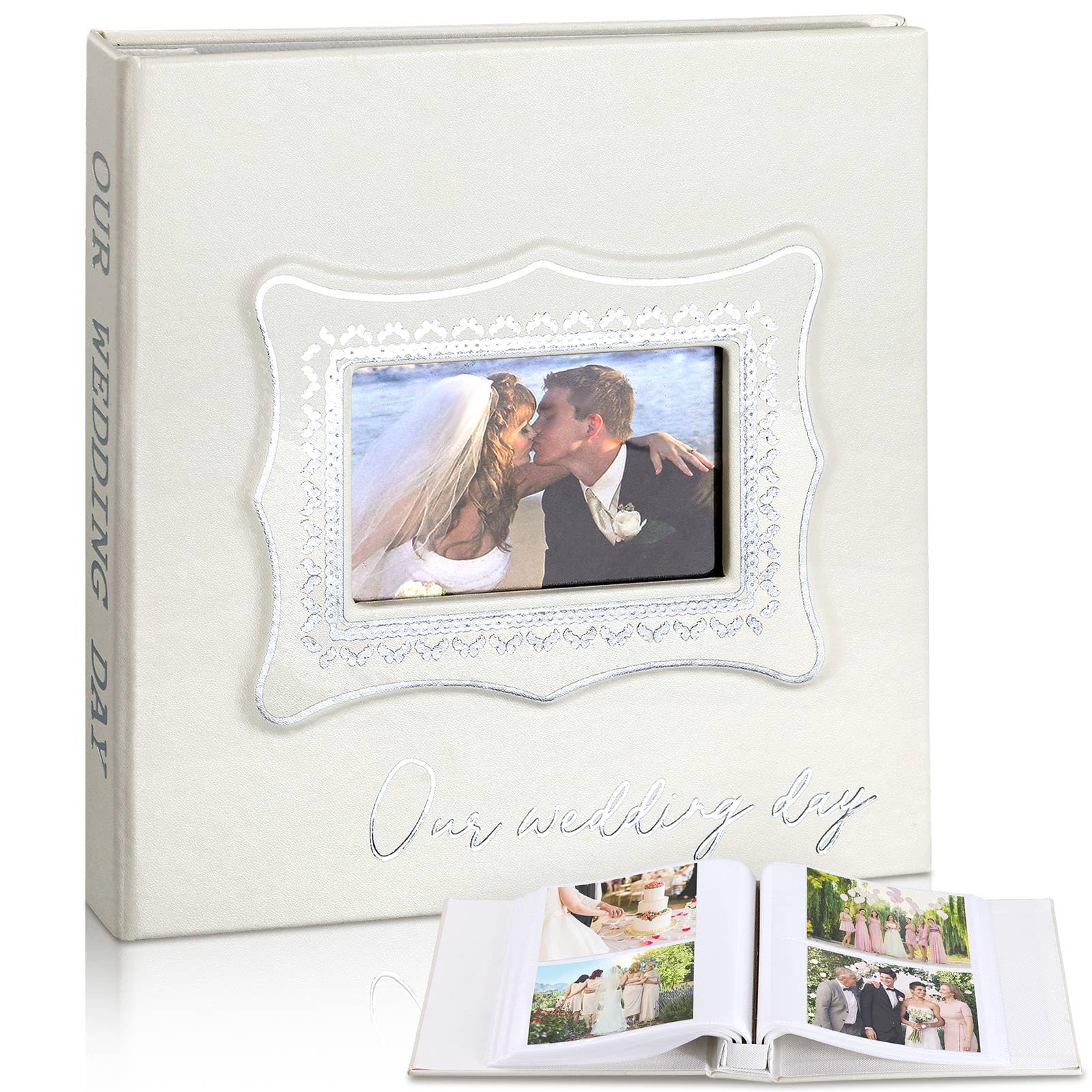 Dunzoom Our Wedding Day Photo Album 200 Pcs 4x6 Leather Front Window