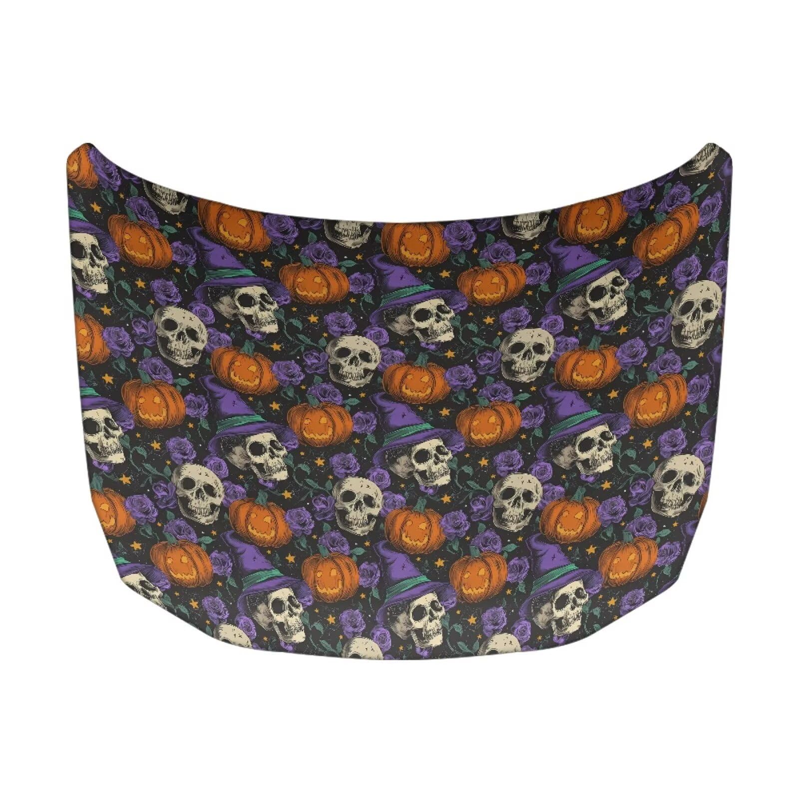 Car Hood Cover Witch Hat Skull Print Car Hood Protector Waterproof Universal Automotive Exterior Accessories Halloween Decorations for Compact Vehicles Sedans Trucks SUVs Pickup (59×39 Inch)
