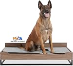 Milo Lit de chien en bois avec matelas imperméable. Grand à extra grand lit de chien élevé. Greenguard Gold Certifié. & Mobilier