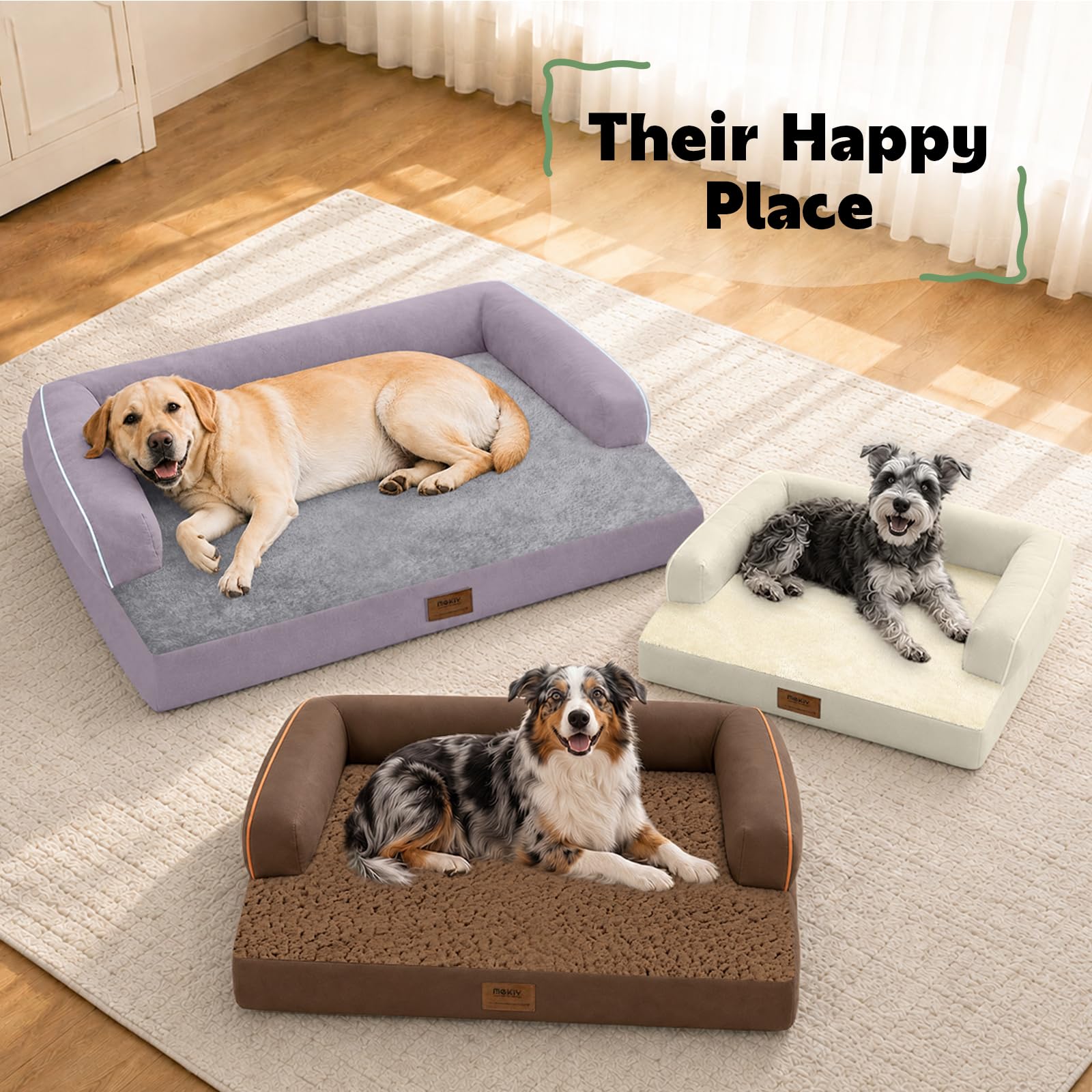 Cama ortopédica para perros grandes, lavable, cama ortopédica para perros con refuerzos extraíbles, funda lavable para perros grandes, camas impermeables para mascotas y parte inferior antideslizante,