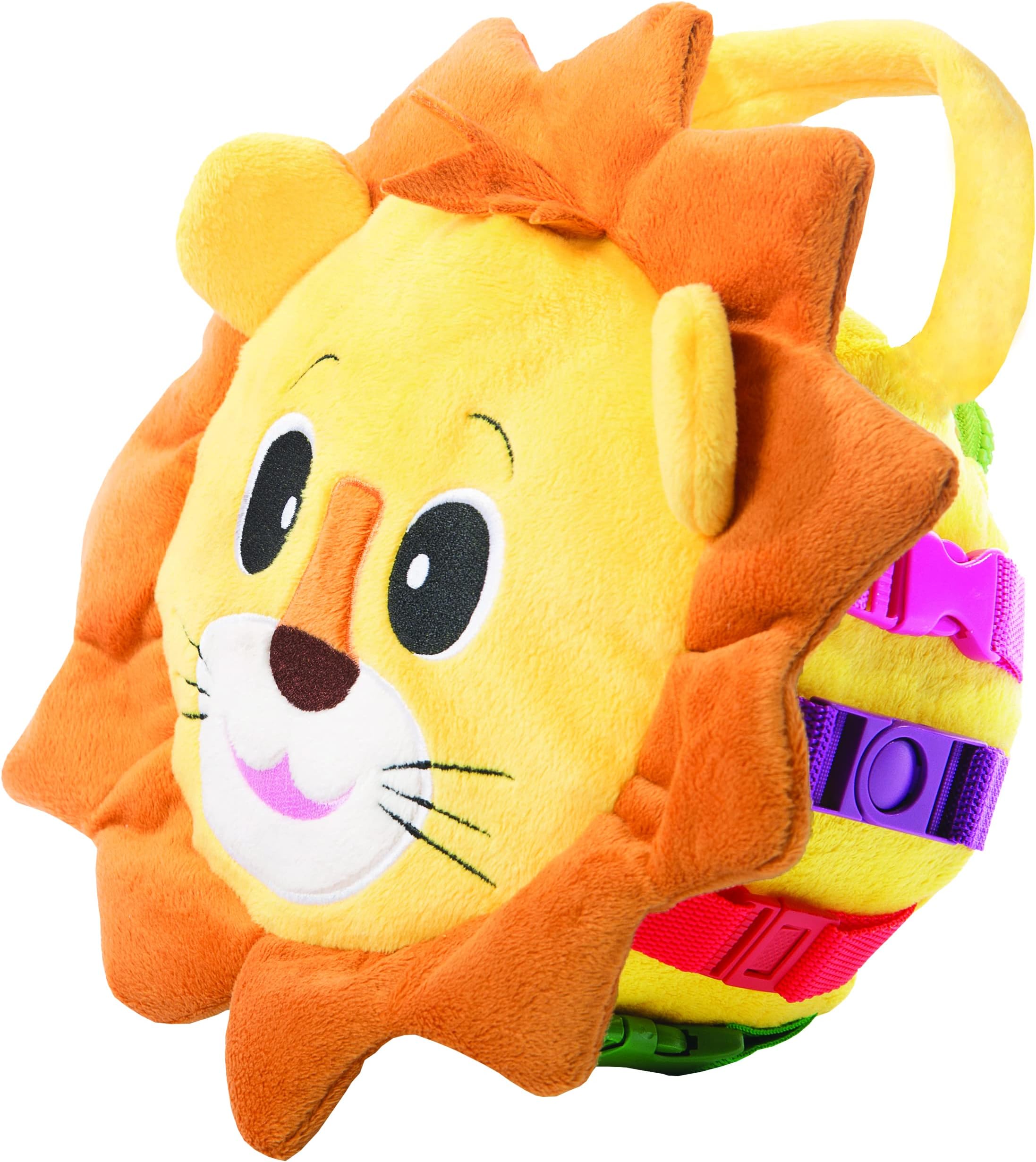 Benny Lion - Toddler Plush Activity Toy Stuffed Animal - Great for Homeschool or Preschool - Fine Motor Skill and Cognitive Skill Development - Zipper Storage for Small Items
