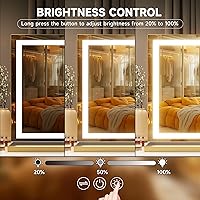 Vista 13 de Hasipu - Espejo de tocador con luces LED, espejo iluminado de maquillaje de 28 x 20 pulgadas, con 3 modos regulables, control por pantalla táctil