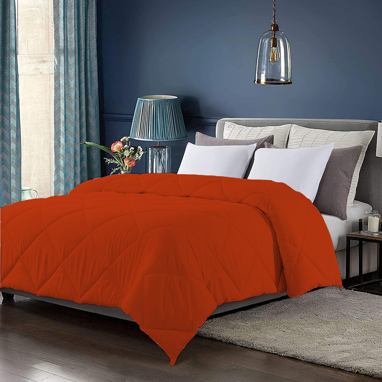 Luxury Down Alternative Soft Quilted 300 GSM All Weather Comforter Colour - Orange | King Size (92"x106")-image-26
