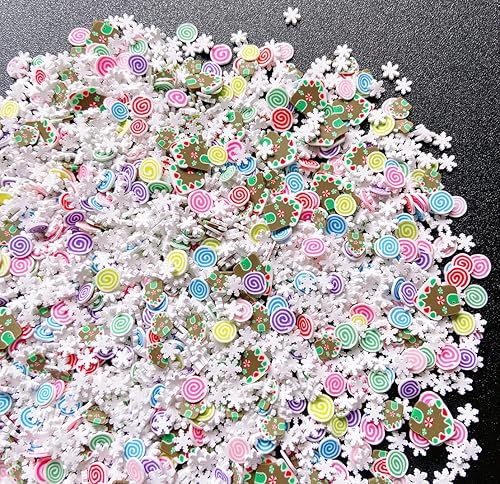 Miniatura 5 de EHOPE Gránulos falsos de Navidad, chispas de caramelo falso, gránulos de arcilla de polímero, rebanadas de arcilla polimérica para arte de uñas,