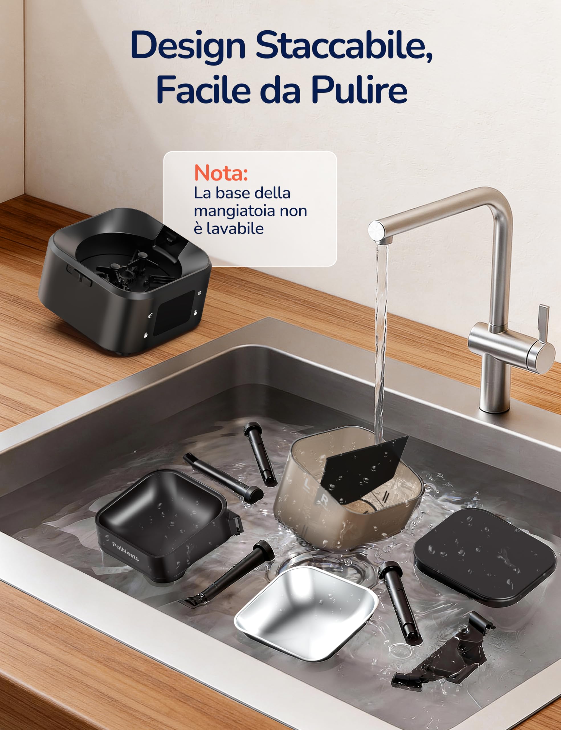 4L Distributore Automatico Cibo Gatti con Doppio Tramoggia, 5G/2.4G WiFi Intelligente Dispenser Crocchette Gatto, Controllo App, 2 Scomparto, Timer Programmabile, Ciotola in Acciaio Inox