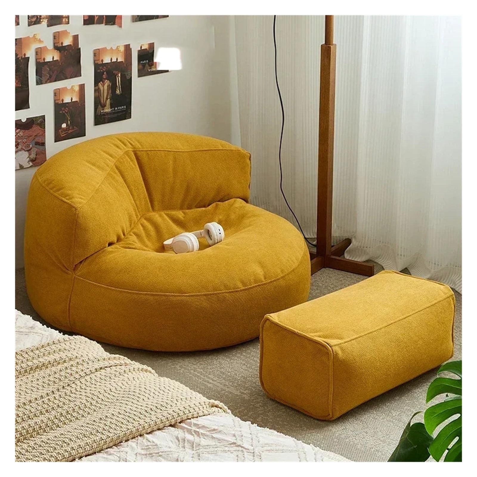 Pouf imbottito con riempitivo Pouf impermeabile Sedia da giardino Spiaggia Piscina Ottomano Divano da salone(Orange-stool)