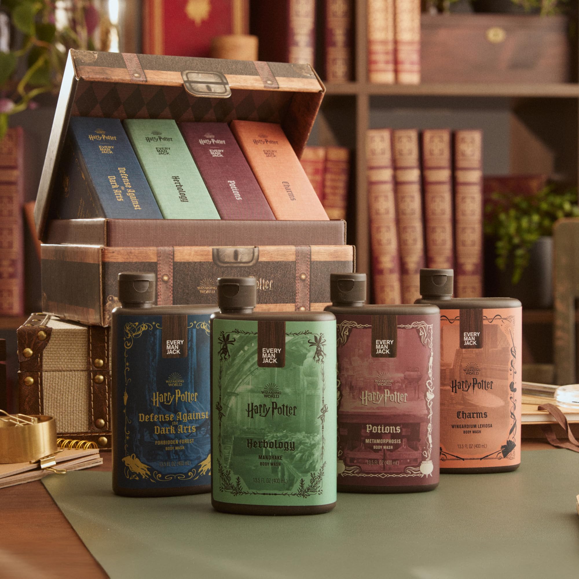 Every Man Jack Harry Potter Body Wash Gift Set for Men, Boxed Set of 4